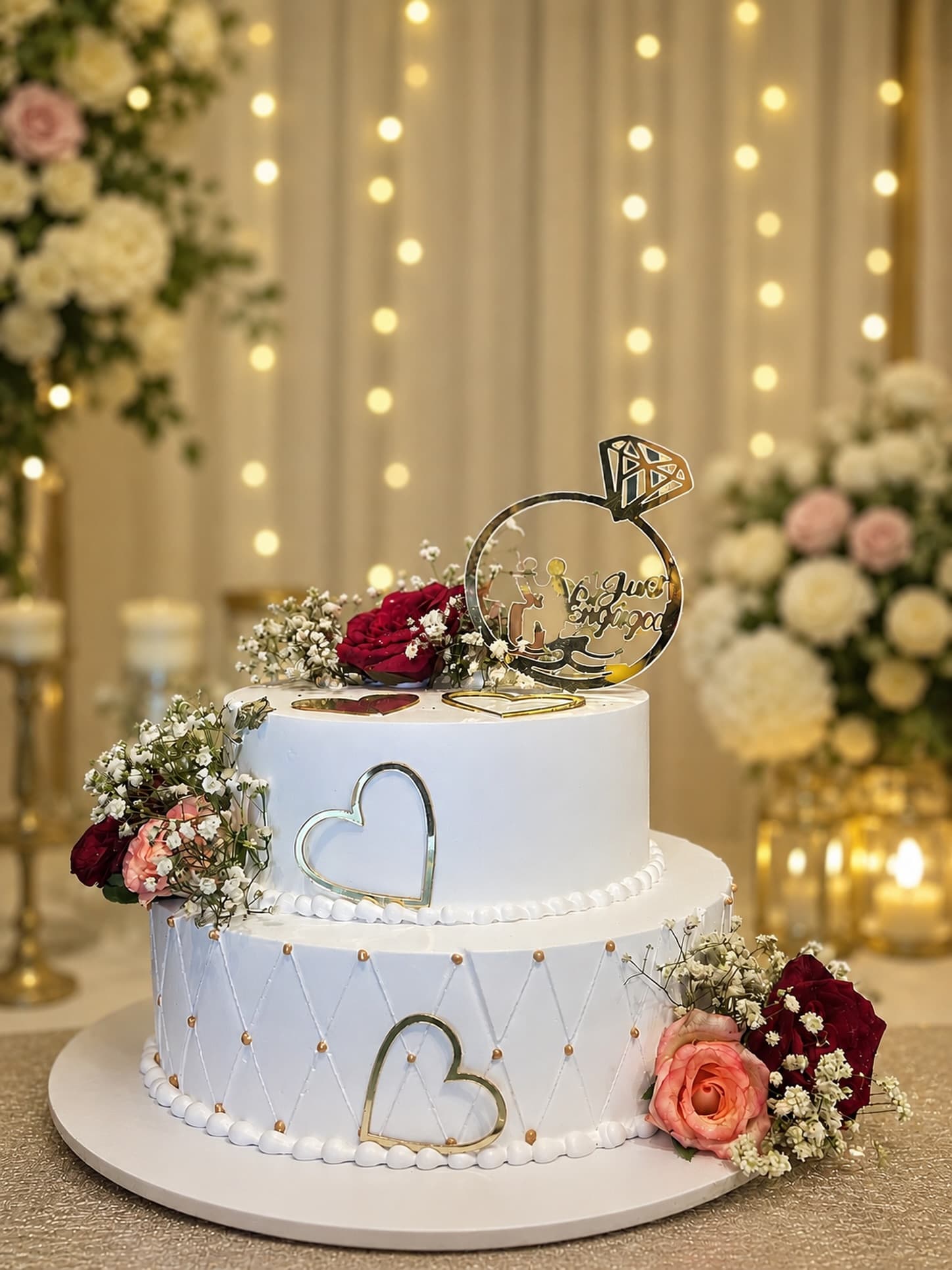 Ring ceremony celebration cake